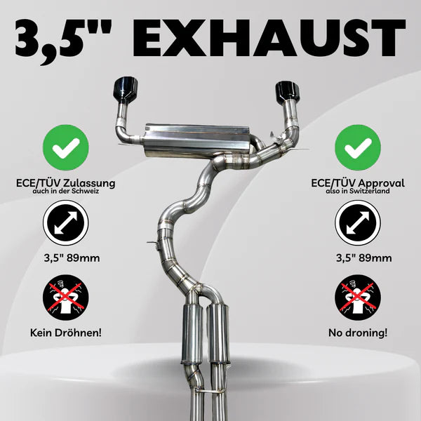 3.5" 89mm exhaust system AUDI RS Q3 8U - CZG 2.5 TFSI - ECE approval TÜV