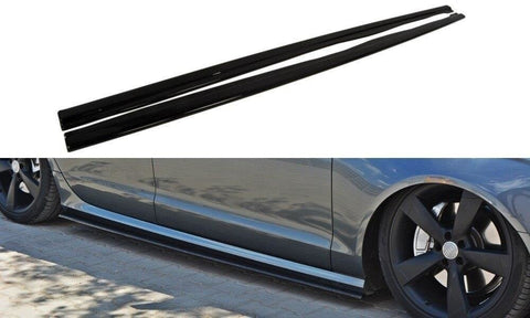 Side skirts Cup mouldings for Audi S6 / A6 S-Line C7 black high gloss