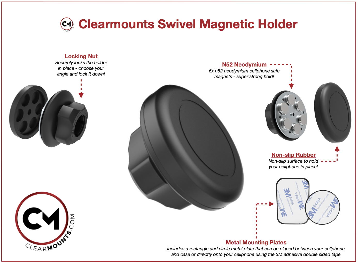 2007 - 2014 TT/TTS/TTRS Bracket + Swivel Magnetic & Cradle Holder