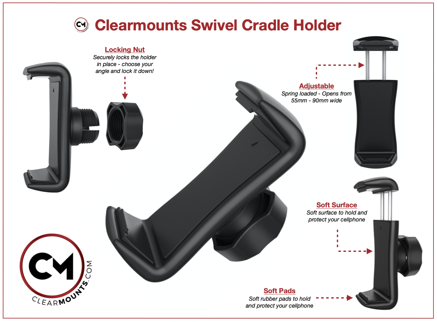 2007 - 2014 TT/TTS/TTRS Bracket + Swivel Magnetic & Cradle Holder